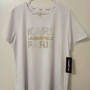 Karl Lagerfield Paris Bright Lights Embellished Logo Tee